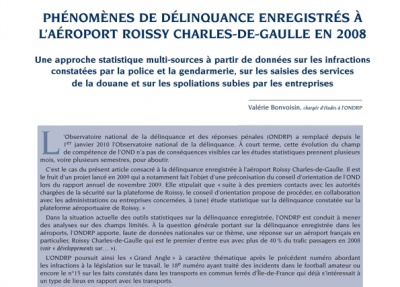 Phénomènes de délinquance enregistrés à l'aéroport Roissy-Charles-de-Gaulle en 2008