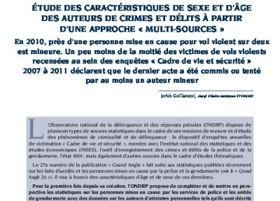 Etude des caractéristiques de sexe et d'âge des auteurs de crimes et délits