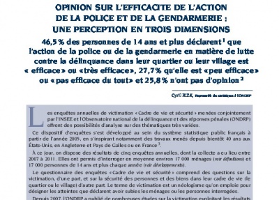 Opinion sur l'efficacité de l'action de la police et de la gendarmerie