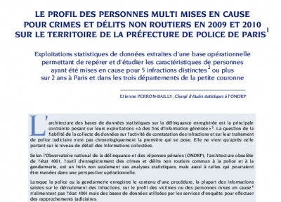 Le profil des personnes multi mises en cause pour crimes et délits non routiers en 2009 et 2010