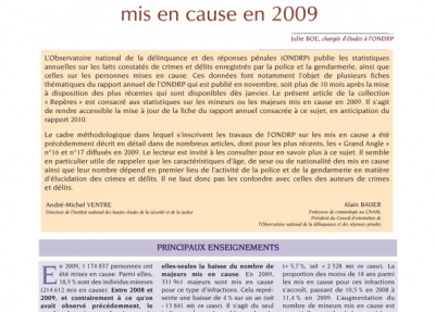 Les mineurs et les majeurs mis en cause en 2009