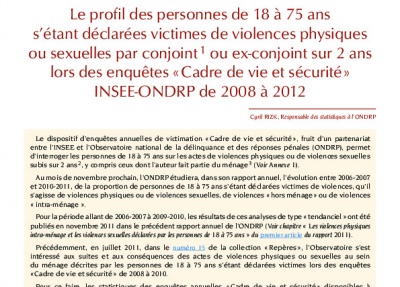 Le profil des personnes de 18 à 75 ans s'étant déclarées victimes de violences physiques ou sexuelles par conjoint ou ex-conjoint