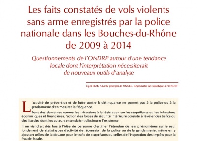 Les faits constatés de vols violents sans arme enregistrés dans les Bouches-du-Rhône de 2009 à 2014